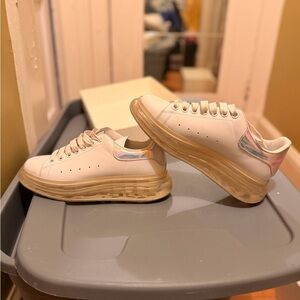Alexander McQueen White and Iridescent Sneakers